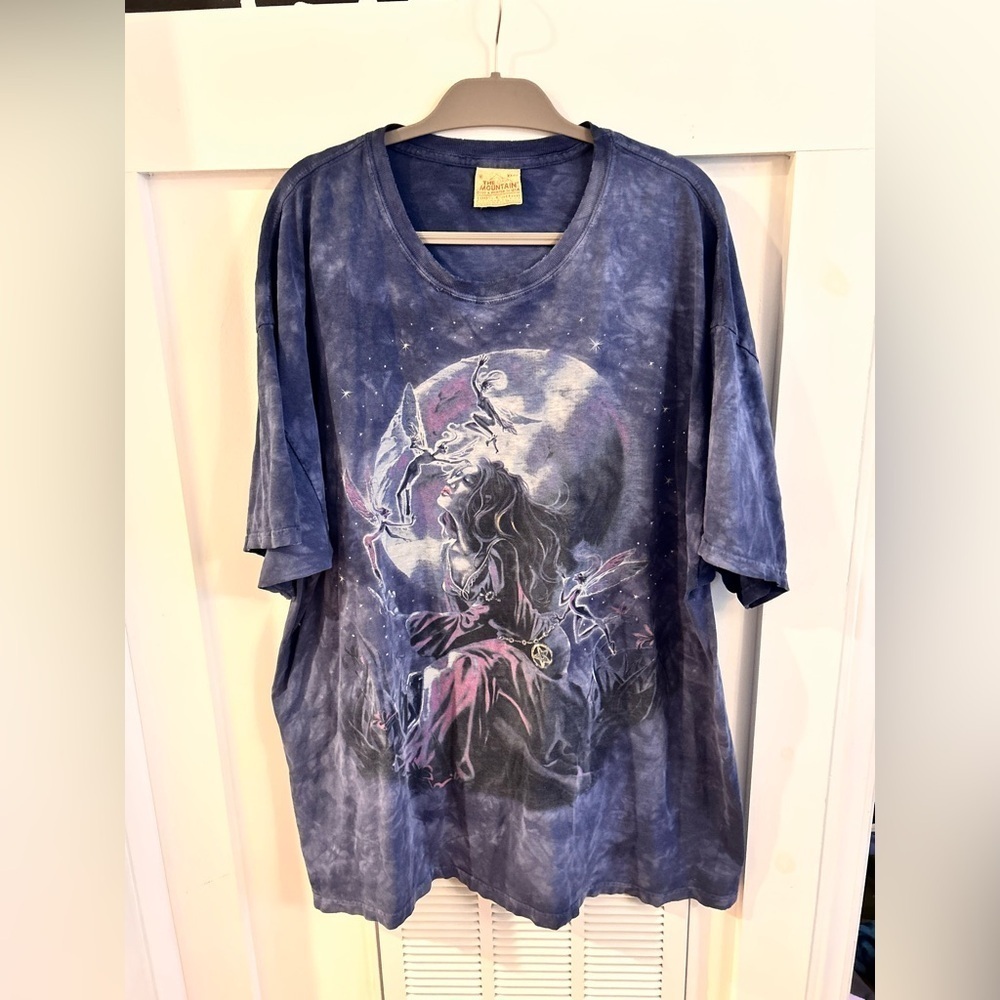 The Mountain Navy tie dye Fairy moon Graphic Tee shirt